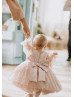 Blush Pink Pearl Embellished Tulle Flower Girl Dress Baby Girl Dress